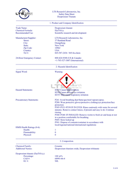 Material Safety Data Sheet