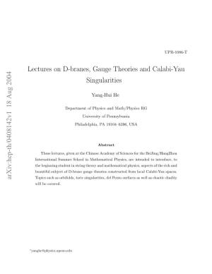 Lectures on D-Branes, Gauge Theories and Calabi-Yau