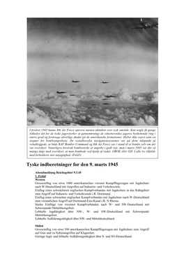 Tyske Indberetninger for Den 9. Marts 1945