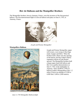 Hot Air Balloons and the Montgolfier Brothers