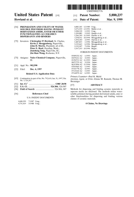 United States Patent (19) 11 Patent Number: 5,880,237 Howland Et Al