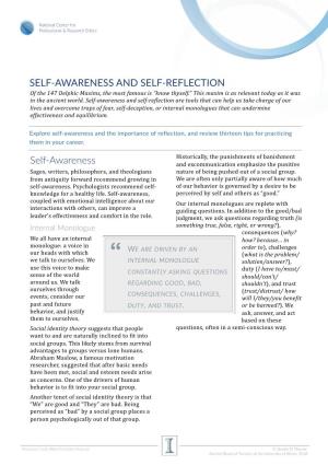 Self-Awareness SELF-AWARENESS and SELF-REFLECTION