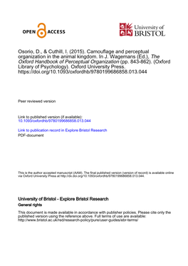 Handbook of Perceptual Organization Chapter on Camouflage