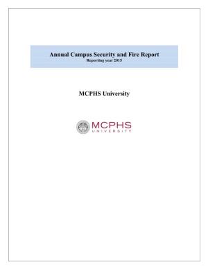 Annual Campus Security and Fire Report MCPHS University