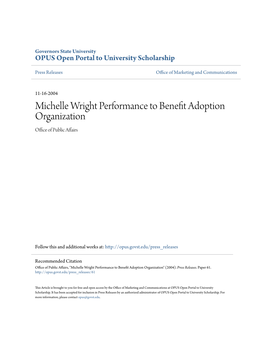 Michelle Wright Performance to Benefit Adoption Organization Office of Public Affairs
