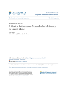 Martin Luther's Influence on Sacred Music
