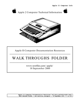 WALK THROUGHS FOLDER ———————————————— 18 September 2000