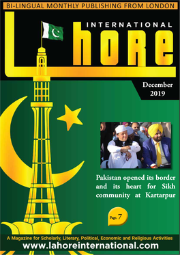 December 2019 Pakistan Opened Its Border and Its Heart for Sikh