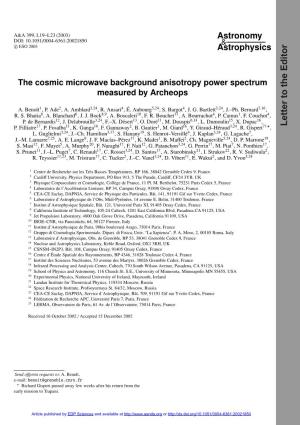 The Cosmic Microwave Background Anisotropy Power Spectrum Measured by Archeops