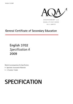 GCSE 2009 Specification