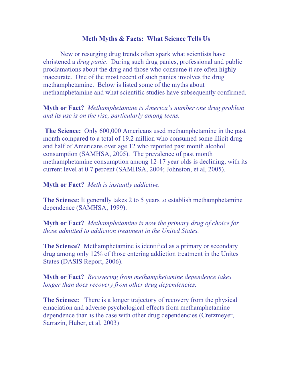 Meth Myths & Facts