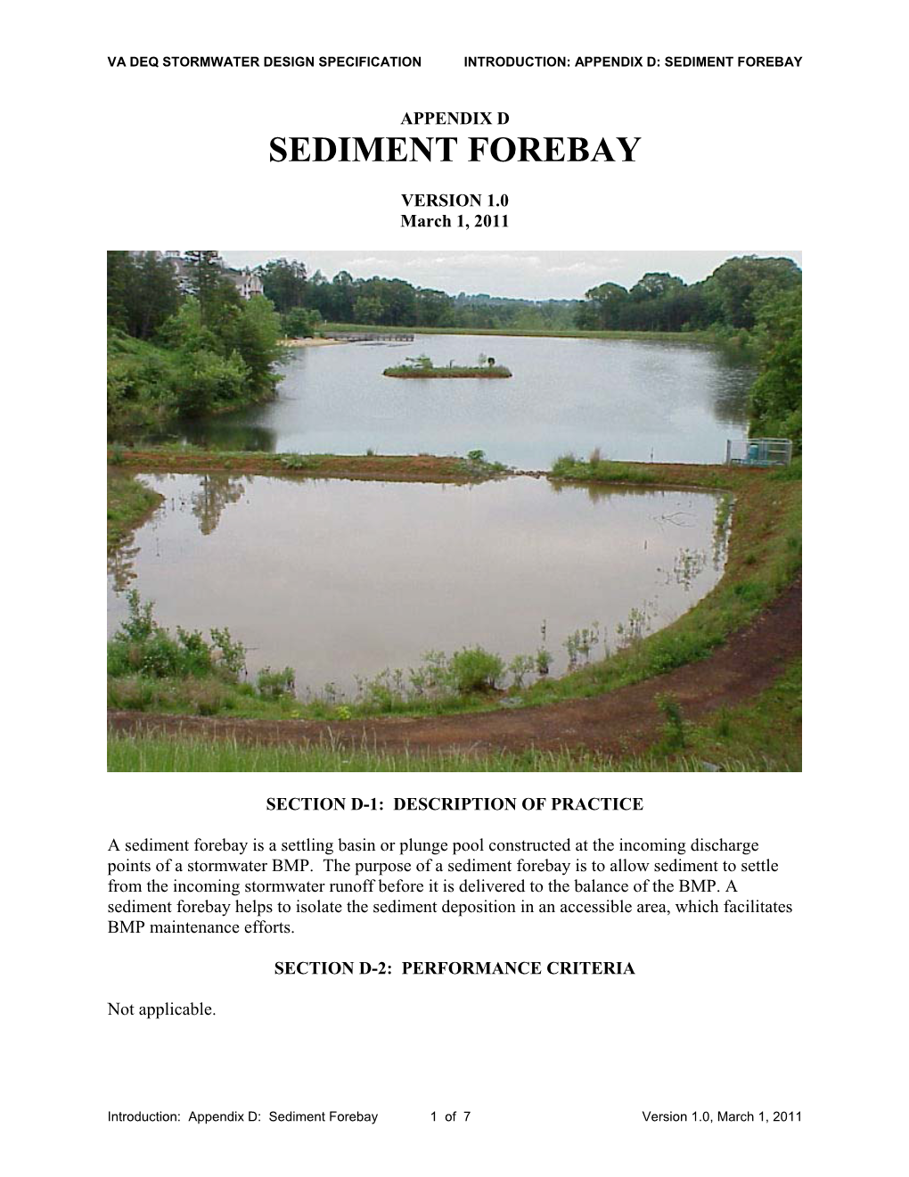 Sediment Forebay