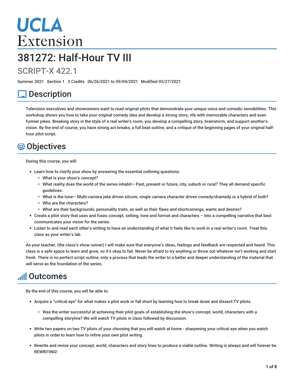 381272: Half-Hour TV III > Syllabus | Concourse