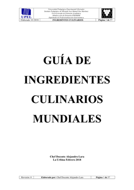 Guía De Ingredientes Culinarios Mundiales