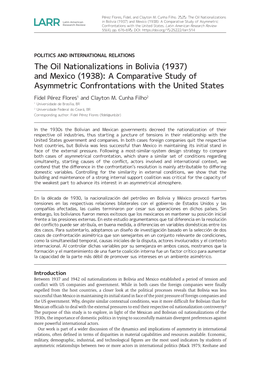 The Oil Nationalizations in Bolivia (1937) and Mexico (1938): a Comparative Study of Asymmetric Confrontations with the United States