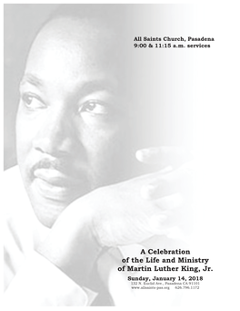 A Celebration of the Life and Ministry of Martin Luther King, Jr