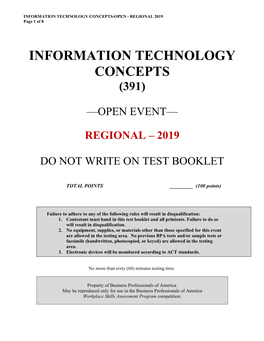 INFORMATION TECHNOLOGY CONCEPTS-OPEN - REGIONAL 2019 Page 1 of 8