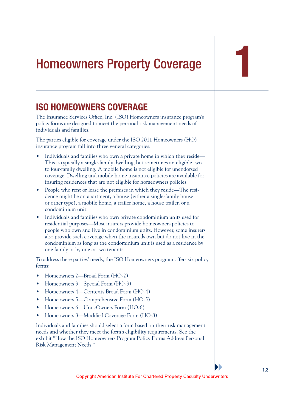 Homeowners Property Coverage 1