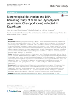 Agriophyllum Squarrosum, Chenopodiaceae) Collected in Kazakhstan Yuliya Genievskaya1, Saule Abugalieva1, Aibatsha Zhubanysheva2 and Yerlan Turuspekov1*