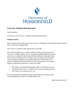 University of Huddersfield Repository