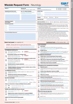 Wieslab Request Form - Neurology Neurology SEND TO: Wieslab AB CONTACT T +46 (0)40 - 53 76 60 P.O