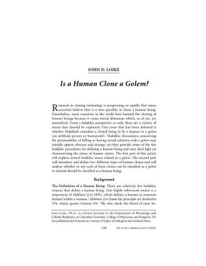 Is a Human Clone a Golem?