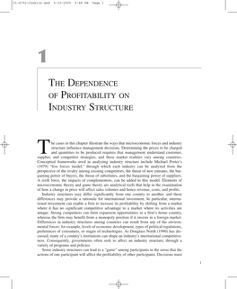 Chapter 1. the Dependence of Profitability on Industry Structure