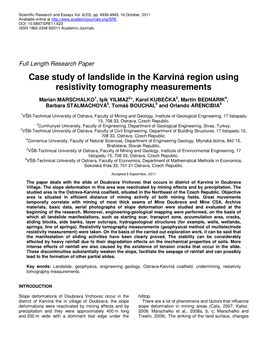 Case Study of Landslide in the Karviná Region Using Resistivity Tomography Measurements