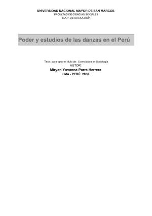 Poder Y Estudios De Las Danzas En El Perú