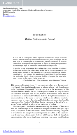 Introduction Radical Cartesianism in Context