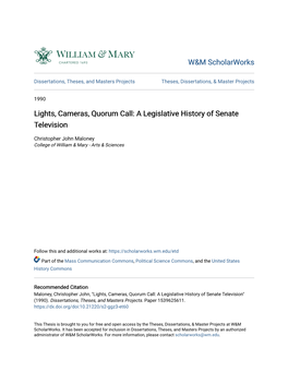 A Legislative History of Senate Television