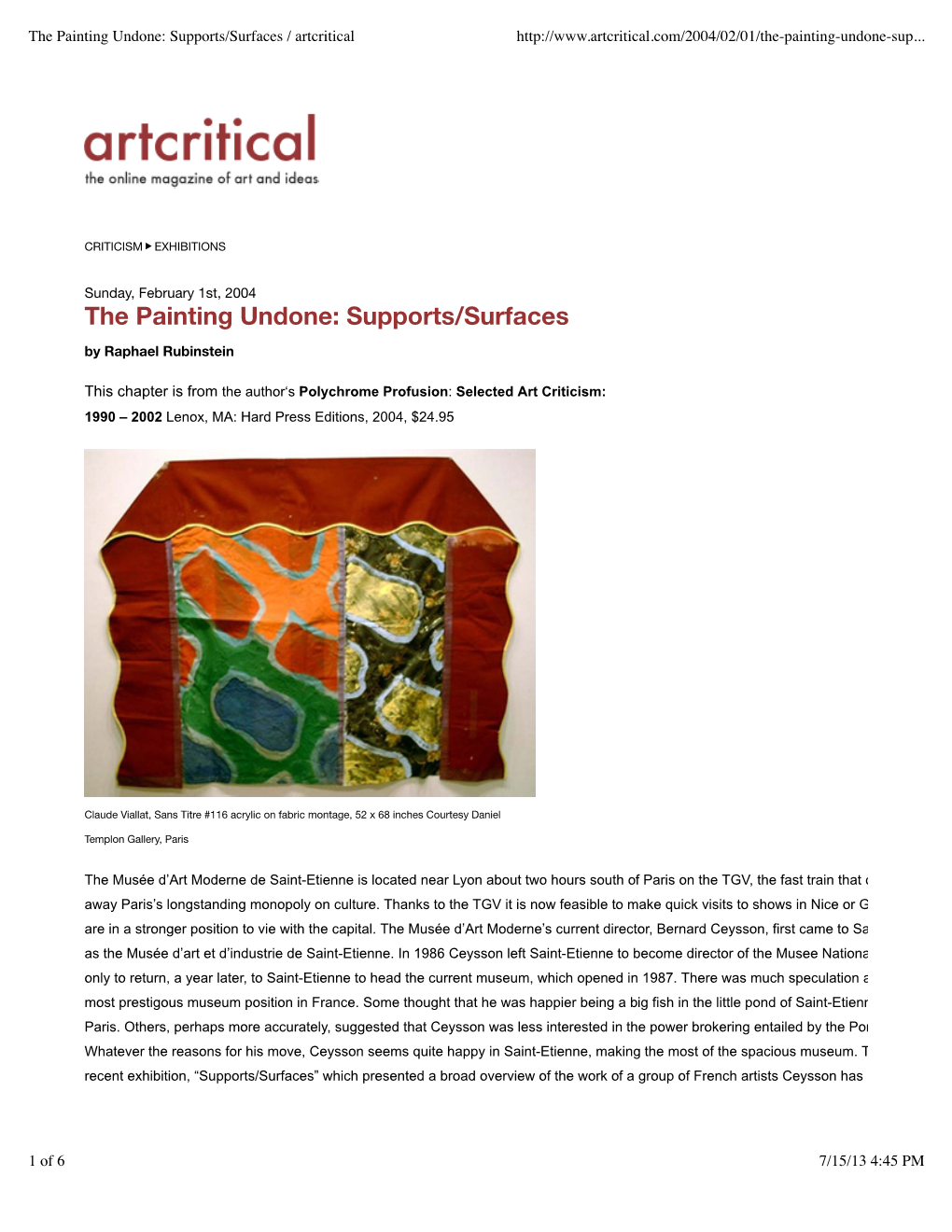 Supports/Surfaces / Artcritical