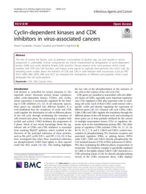 Cyclin-Dependent Kinases and CDK Inhibitors in Virus-Associated Cancers Shaian Tavakolian, Hossein Goudarzi and Ebrahim Faghihloo*