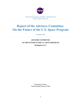 Report of the Advisory Committee on the Future of the U.S. Space Program