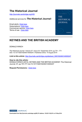 The Historical Journal KEYNES and the BRITISH ACADEMY