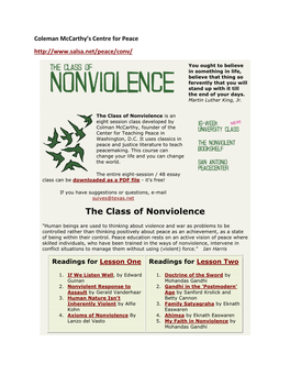 Colman Mccarthy Secondary Lessons on Peace and Nonviolence