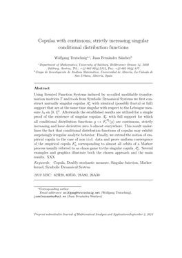 Copulas with Continuous, Strictly Increasing Singular Conditional Distribution Functions