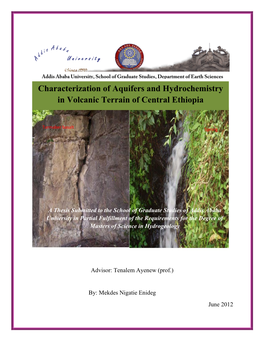 Characterization of Aquifers and Hydrochemistry in Volcanic Terrain of Central Ethiopia