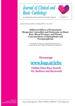 Different Effects of Propranolol, Bisoprolol, Carvedilol and Doxazosin on Heart Rate, Blood Pressure, and Plasma Concentrations of Epinephrine and Norepinephrine K