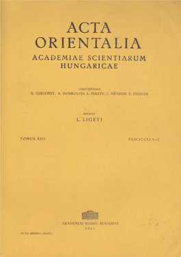 Orienitalia Academiae Scientiarum Hungaricae