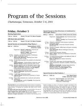 Program of the Sessions, Chattanooga, Volume 48, Number 10
