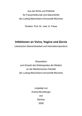 Infektionen an Vulva, Vagina Und Zervix Literarische Übersichtsarbeit Und Internetkompendium