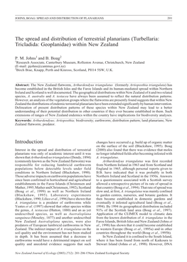 The Spread and Distribution of Terrestrial Planarians (Turbellaria: Tricladida: Geoplanidae) Within New Zealand