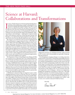 Science at Harvard: Collaborations and Transformations