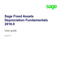 Sage Fixed Assets Depreciation Fundamentals 2018.0
