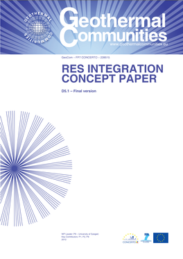 RES INTEGRATION CONCEPT PAPER D5.1 – Final Version