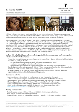 Falkland Palace Teacher’S Information