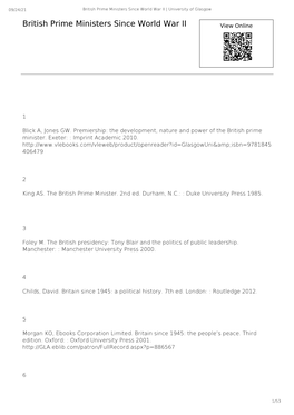 British Prime Ministers Since World War II | University of Glasgow