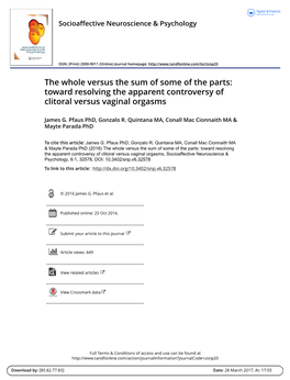 Toward Resolving the Apparent Controversy of Clitoral Versus Vaginal Orgasms