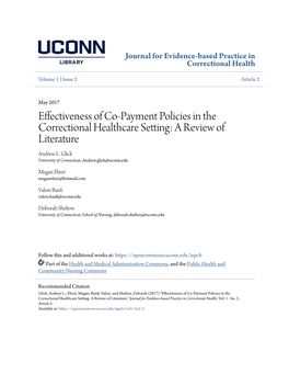 Effectiveness of Co-Payment Policies in the Correctional Healthcare Setting: a Review of Literature Andrew L